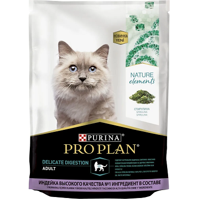 Pro Plan Nature Elements сухой корм для кошек с чувствительным пищеварением, Индейка, 200г