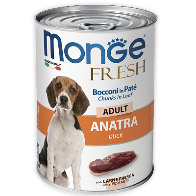 Monge Fresh Adult влажный корм для собак, "Мясной рулет" Утка 400г