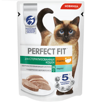 Perfect Fit влажный корм для стерилизованных кошек Индейка паштет , 75г