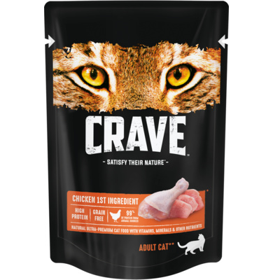 Crave влажный корм для взрослых кошек, кусочки с Курицей, 70г
