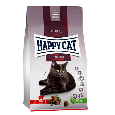 Happy Cat Sterilised сухой корм для стерилизованных кошек, Говядина, 1,3кг