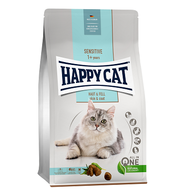 Happy Cat Sensitive сухой корм для взрослых кошек для кожи и шерсти, 300г