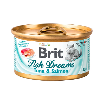 Brit Fish Dreams влажный корм для кошек Тунец, Лосось 80г