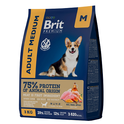 Brit Premium сухой корм собак средних пород, Курица 1кг