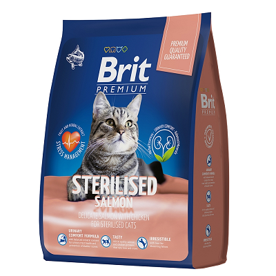 Brit Premium сухой корм для стерилизованных кошек, Лосось и Курица 400г