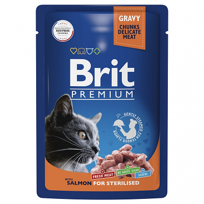 Brit Premium влажный корм для стерилизованных кошек, Лосось в соусе 85г