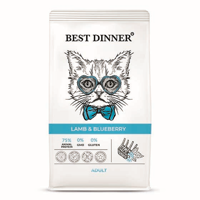 Best Dinner Sterilised сухой корм для взрослых кошек с Ягненком и Голубикой 1,5кг