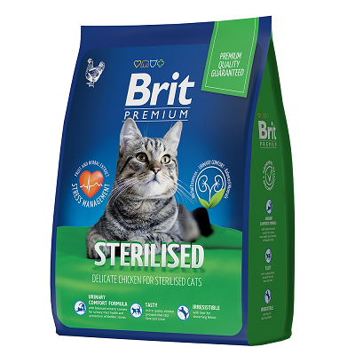 Brit Premium сухой корм для стерилизованных кошек, Курица 400г