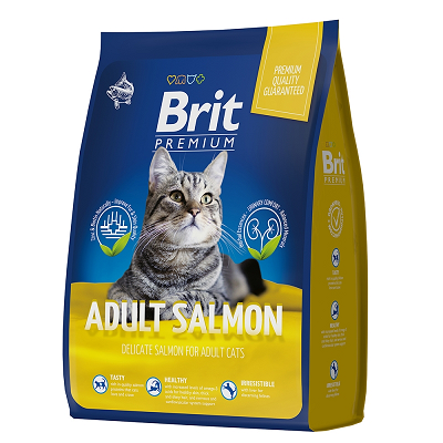 Brit Premium сухой корм для взрослых кошек, Лосось 2кг