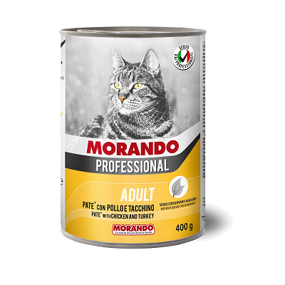 Morando Adult влажный корм для кошек с Курицей и Индейкой, паштет 400г