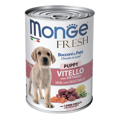 Monge Fresh Puppy влажный корм для щенков, "Мясной рулет" Телятина с Овощами 400г