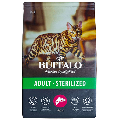 Mr.Buffalo Sterilized сухой корм для стерилизованных кошек, Лосось 1,8кг