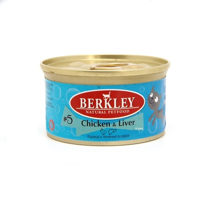 BERKLEY влажный корм для кошек #5 Курица с Печенью, соус, 85г