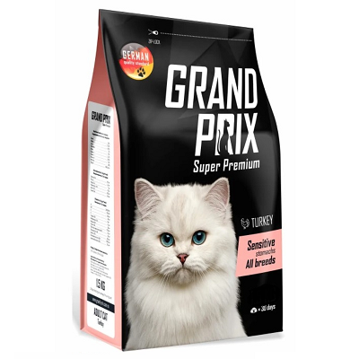 Grand Prix Sensitive сухой корм для кошек с чувствительным пищеварением, Индейка 300г