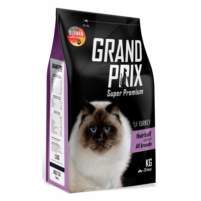 Grand Prix Hairball сухой корм для кошек выведение шерсти из желудка, Индейка 300г