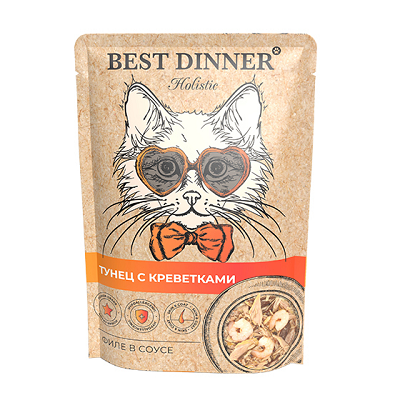 Best Dinner Holistic влажный корм для кошек, Тунец с Креветками в соусе 70г