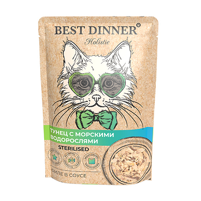 Best Dinner Holistic влажный корм для кошек, Тунец с Морскими Водорослями в соусе 70г