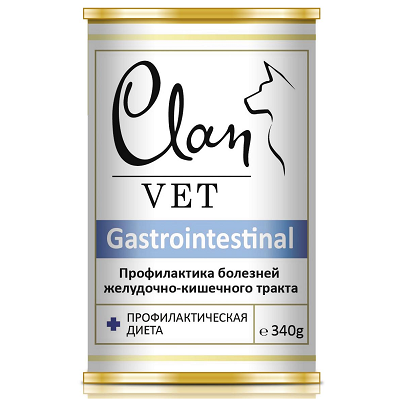 Clan Vet Gastrointestinal влажный корм для собак при заболеваниях ЖКТ 340г