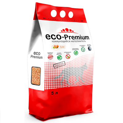 ECO Premium Персик наполнитель древесный комкующийся 5 л