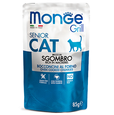 Monge Grill Cat Senior влажный корм для пожилых кошек, Макрель 85г