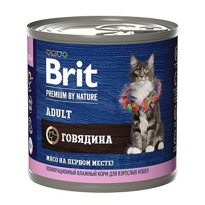 Brit Adult влажный корм для кошек, Говядина 200г
