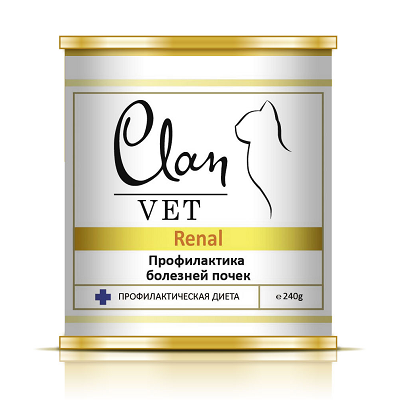 Clan Vet Renal влажный корм для кошек при заболеваниях почек, 240г