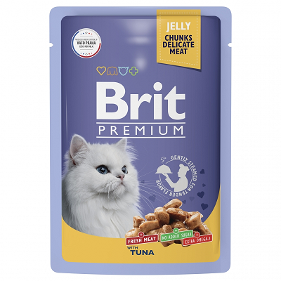 Brit Premium влажный корм для кошек, Тунец в желе 85г
