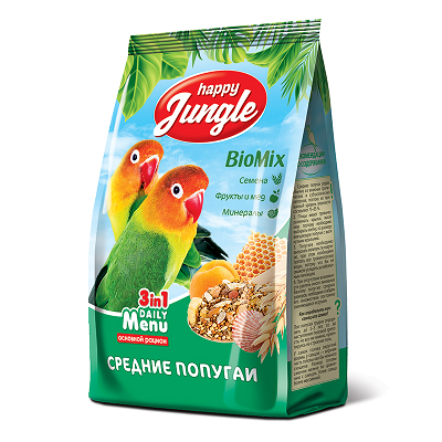 Happy Jungle корм основной для Средних Попугаев 500г