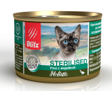 BLITZ Holistic Sterilised влажный корм для стерилизованных кошек Утка с Индейкой 200г