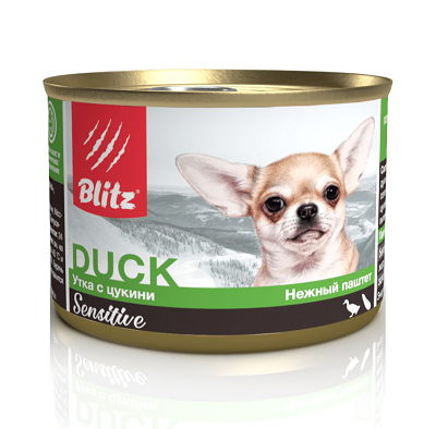 BLITZ Sensitive влажный корм собак Утка с Цукини, паштет 200г