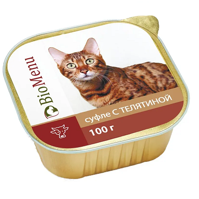 BioMenu влажный корм для кошек Телятина суфле 100г