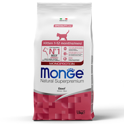 Monge Cat сухой корм для котят, монопротеин, Говядина 1,5г