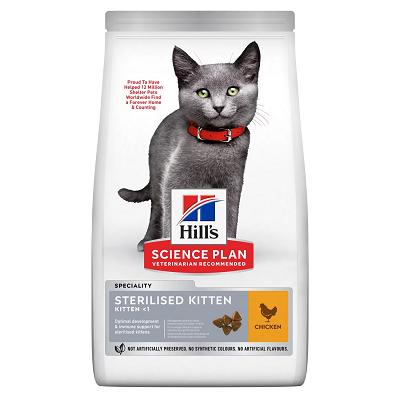 Hills Science Plan Kitten Sterilised сухой корм для стерилизованных котят до 1 года, Курица, 300 г