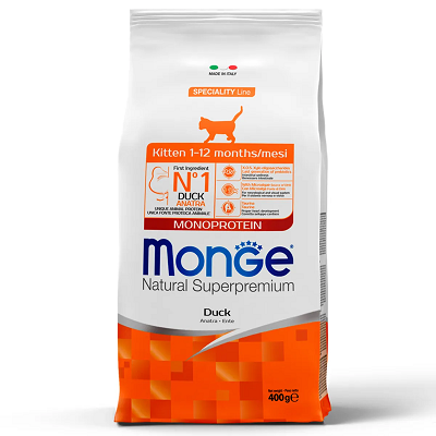 Monge Cat сухой корм для котят, монопротеин, Утка 400г