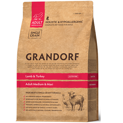 GRANDORF Lamb & Turkey сухой корм для собак средних и крупных пород Ягненок и Индейка 10кг