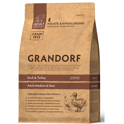 GRANDORF Duck & Turkey сухой корм для собак средних и крупных пород Утка и Индейка 10 кг