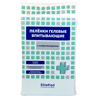 ELITPAD пеленки одноразовые гелевые с хлоргексидином 60х60см, 10шт