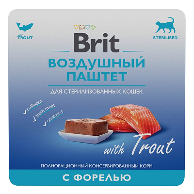 Brit Premium воздушный паштет для стерилизованных кошек, Форель 100г