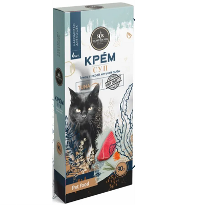 Secret Pet лакомство крем-суп для кошек Тунец, Икра Летучей Рыбы 6х15г