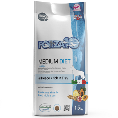 Forza10 сухой монобелковый корм для собак средних пород, Рыба 1,5кг