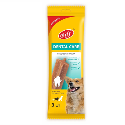 Biff Dental Care лакомство для собак средних пород, очистка зубов 77г