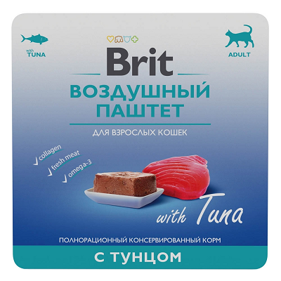 Brit Premium воздушный паштет для кошек, Тунец 100г