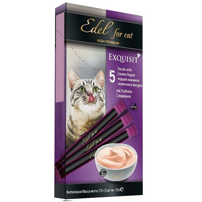 Edel For Cat лакомство для кошек сливочный йогурт с Индейкой 5штХ15г