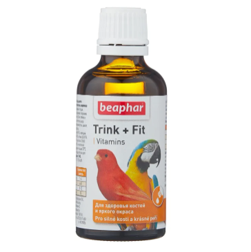 Beaphar Trink+Fit Vitamins кормовая добавка для птиц, для здоровья костей и яркого окраса, 50 мл
