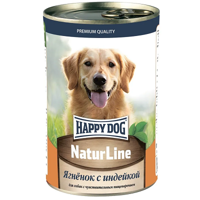 Happy Dog NaturLine влажный корм для собак, Ягнёнок и Индейка, 410 г