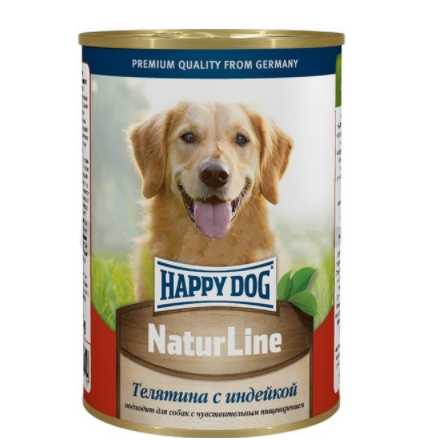 Happy Dog NaturLine влажный корм для собак, Телятина-Индейка, 400 г