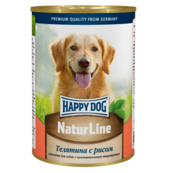 Happy Dog NaturLine влажный корм для собак, Телятина-Рис, 400 г
