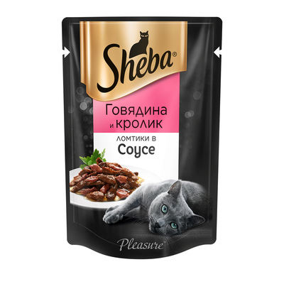 Sheba влажный корм для кошек, Говядина и Кролик в соусе 75г
