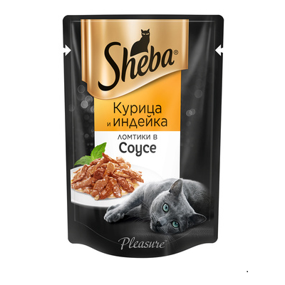 Sheba влажный корм для кошек, Курица и Индейка в соусе 75г