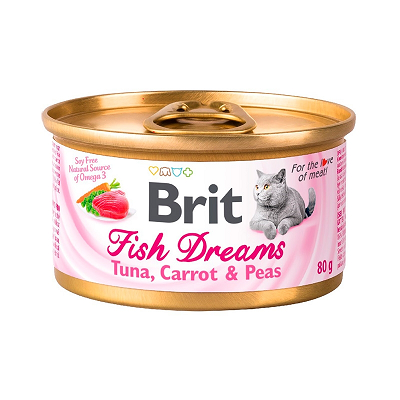 Brit Fish Dreams влажный корм для кошек Тунец, Морковь, Горошек 80г